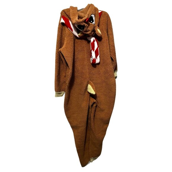 Rudolph The Red Nosed Reindeer Fleece Romper Jumpsuit Sz 3XL Unisex Long Sleeve - Picture 7 of 9